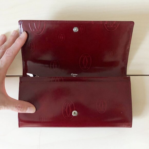 Cartier Dark Red Patent Leather Happy Birthday Continental Wallet - Picture 3 of 7